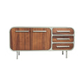 Moderne houten kast met metalen poten en lades